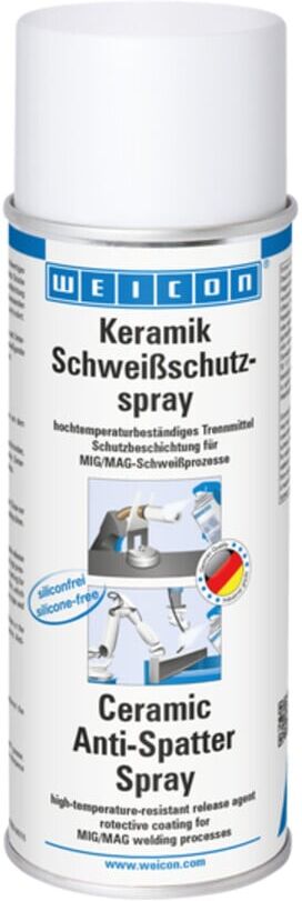 WEICON Keramik Schweißschutzspray, silikonfreie Schutzbeschichtung mit hohem Feststoffanteil, 400 ml, weiß (10060631)