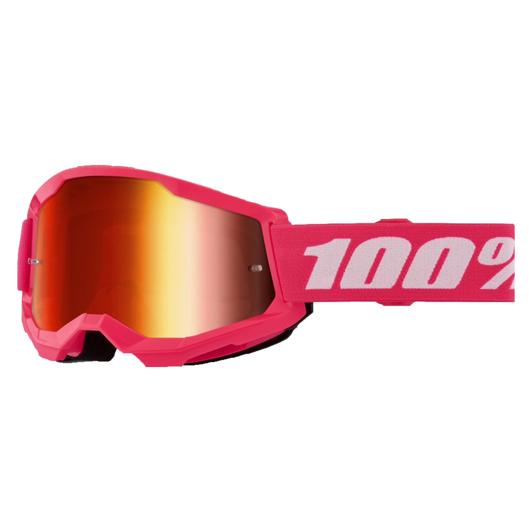 100% STRATA 2 Goggle Pink - Mirror Red Lens (Pink-fluo black matte, Weiss, Rot) (50028-00017)