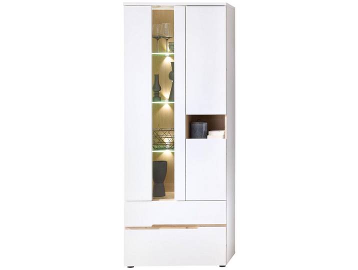 Innostyle Vitrine Vitrine MEMPHIS Weiß mit Artisan Eiche Nachbildung und LED
