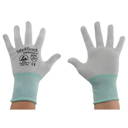 SAFEGUARD ESD-Handschuh, grau/türkis, ohne Beschichtung, Nylon/Carbon, M