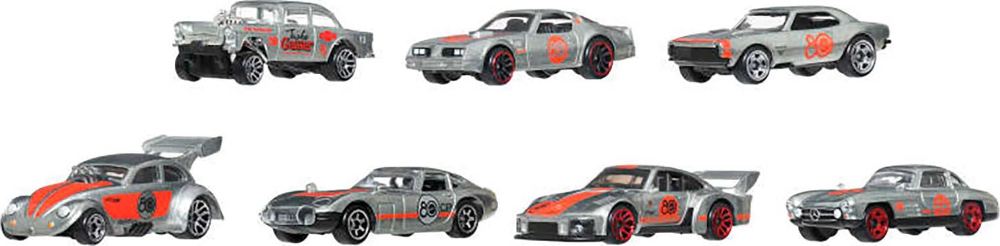 Spielzeug-Auto HOT WHEELS "Hot Wheels Silber-Serie Mattel 80. Jubiläum", silber (silberfarben), Spielzeugfahrzeuge, Kinder, Spielzeug-Auto, Maßstab 1:64