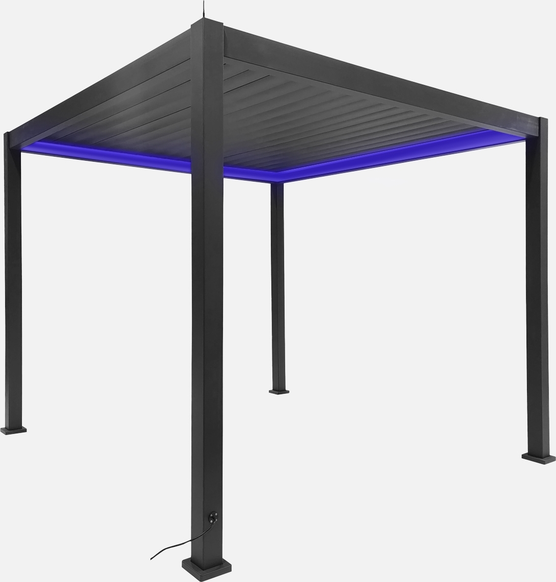 sweeek - Pergola mit motorisiertem Lamellendach und LED-Beleuchtung Triomphe 3x3m - Anthrazit