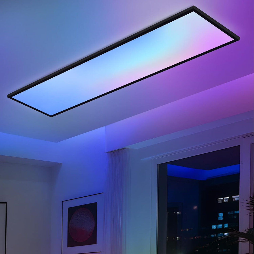 Metro LED Semi Flush Mount black 5cm H X 25cm W X 100cm D