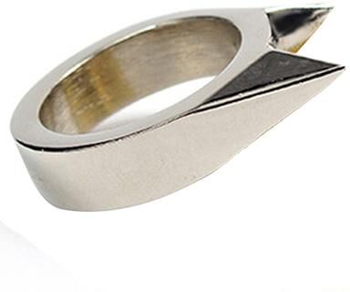 Cozy Casa Charm Self Defense Finger Ring Outdoor Survival Window Breaker Cats Ear Metal Defense Ring For Personal Safety silver