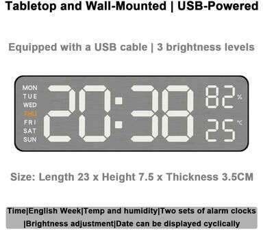 Uplift Picks Mirror Wall Clock Silent Modern Design With Temperature Display a