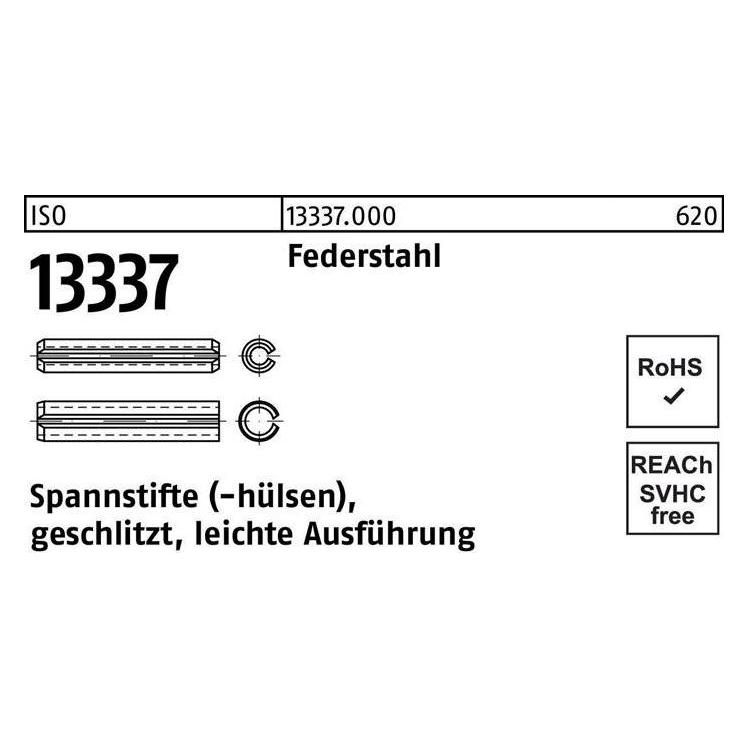 Spannstifthülse ISO 13337 geschlitzt 2 x 18 Federstahl leichte Ausf. (133370000020018)