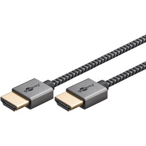 Goobay HDMI-Kabel Slim 75751 HDMI 2.0, vergoldete Stecker, 4K UHD bei 60 Hz, 18 Gbit/s, HDMI auf HDMI, 0,5m
