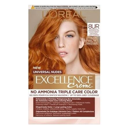 L'Oréal Paris L'OREAL Universal Nudes Excellence Creme trwała farba do włosów 8UR Jasna Miedź (8UR Jasna Miedź, 8ur Light Copper) (3600524126148)
