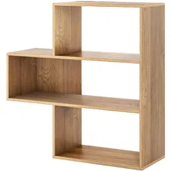 Helloshop26 - Konvexes Bücherregal 29,5 x 84 x 83,5 cm 3 praktische Ablageflächen modernes Design Holzwerkstoff natur 20_0010658