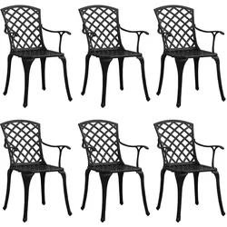 vidaXL Gartenstühle 6 Stk. Aluminiumguss Schwarz
