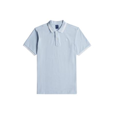 Poloshirt G-STAR "Poloshirt Dunda Slim Stripe Polo", Herren, Gr. M, blau (hellblau), Obermaterial: 95% Baumwolle CO(Bio). 5% Elasthan EL., Shirts