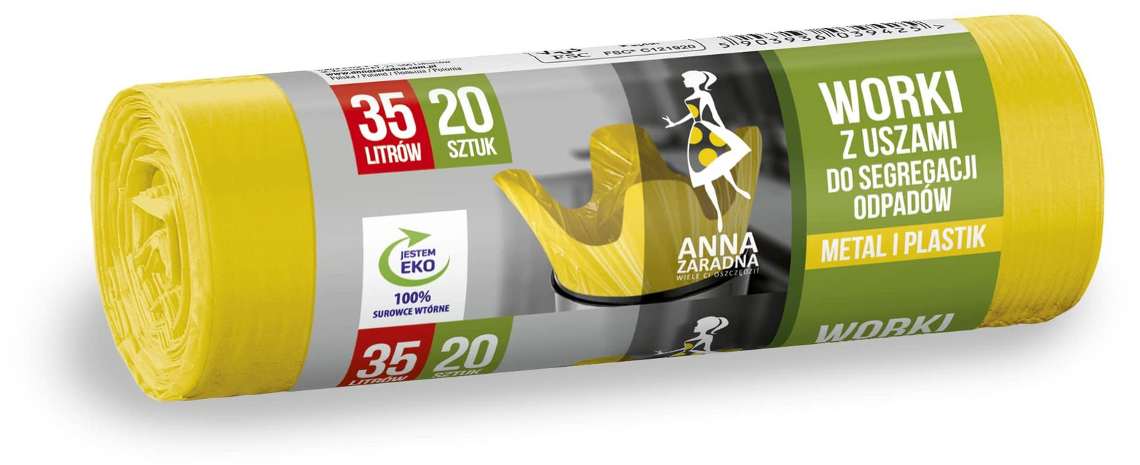 Dripio Afvalzakken voor plastic en metaal, 35 liter, 20 stuks, geel