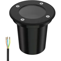ledscom.de Bodeneinbauleuchte BOLI für außen, IP67, schwarz, rund, 108mm Ø, 1x GU10 max. 15W