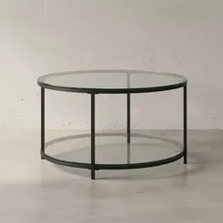 KADIMA DESIGN Couchtisch TREBBIA: Glas-Metall Mix, 2 Ablagen, 80x80x45 cm, Marmoroptik, stabil.