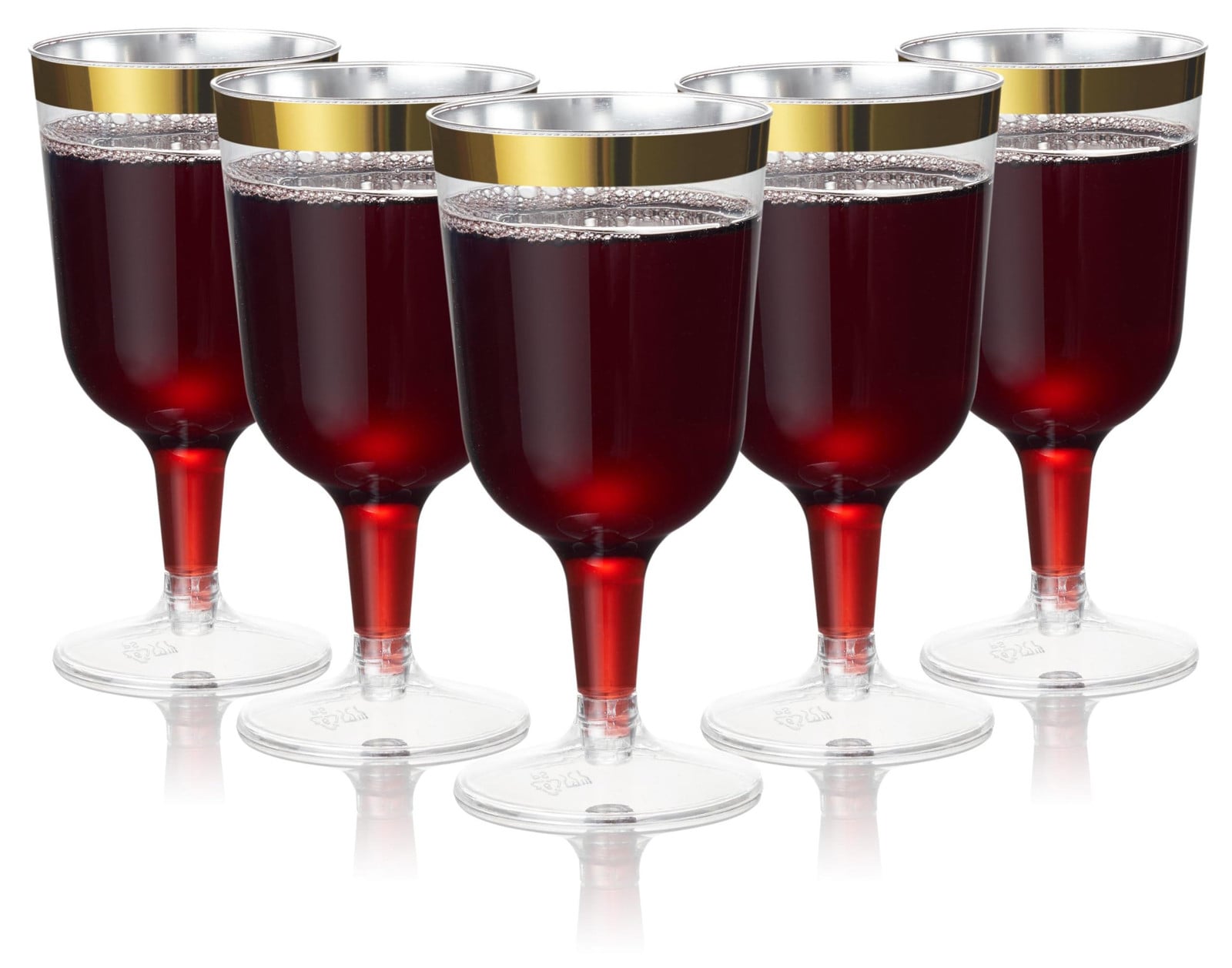 Dripio 24 herbruikbare plastic wijnglazen met gouden rand, 170 ml