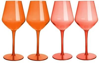 Uplifted Goods Unbreakable Tritan Wine Glass Set 2 Orange 2 Red