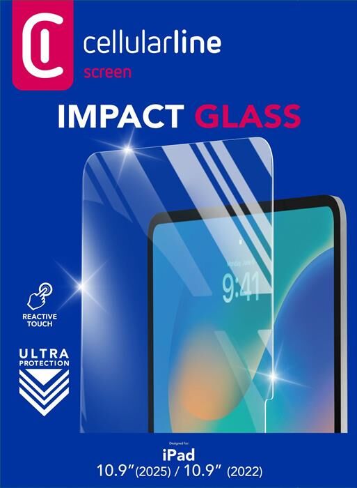 Cellular Line Vetro Impact Glass Per iPad 11" (a16)/ipad 10.9"-trasparente