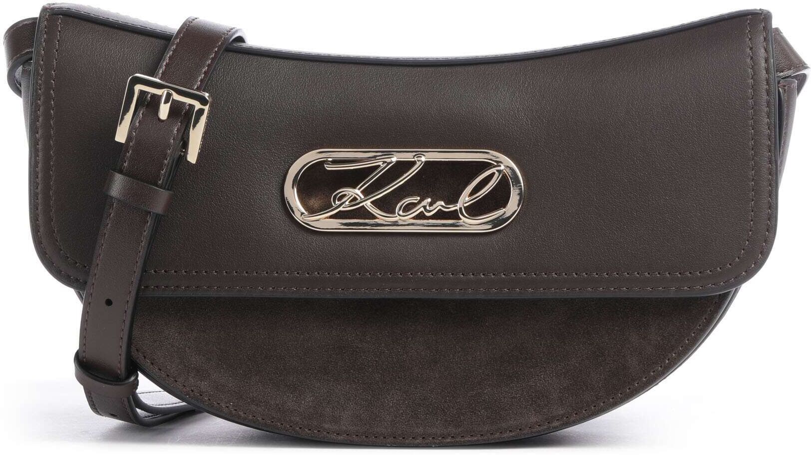 Karl Lagerfeld K/Signature Umhängetasche aus Leder, braun