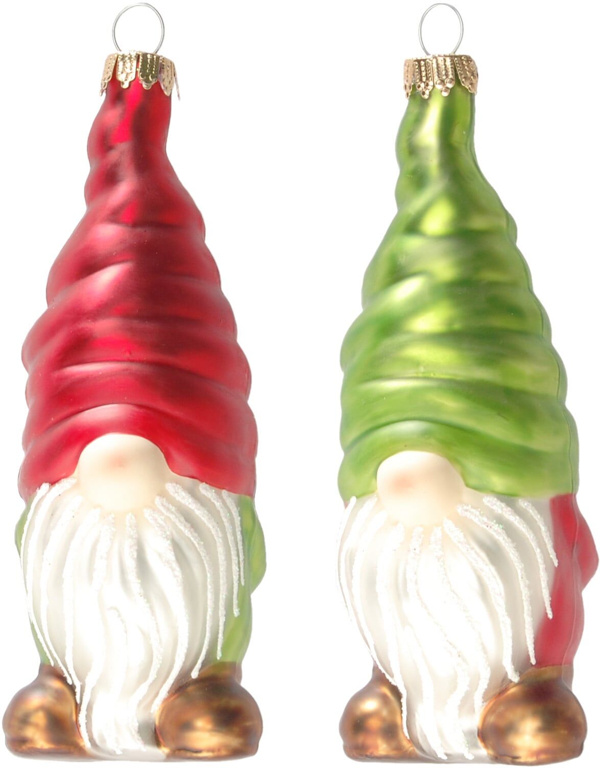 Christbaumschmuck KREBS GLAS LAUSCHA "CBK10933, Weihnachtsdeko, Christbaumschmuck", bunt (weiß, rot, grün), B:4cm H:5cm T:12cm, Glas, Weihnachtsbaumschmuck, Christbaumschmuck, Weihnachtswichtel, Gnome aus Glas weiß, rot, grün Einheitsgröße