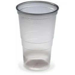 VEPATIM 184x Mehrwegbecher Pfandbecher rauch-grau transparent PP Eichstrich 0,25 l O 7,8 cm