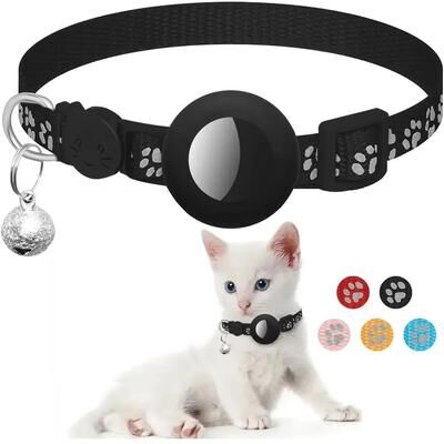 Uplift Treasures Reflective Airtag Cat Collar With Bell And Breakaway Buckle e