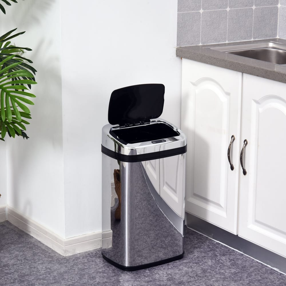 Homcom Cubo de basura 33x25x58 cm plata