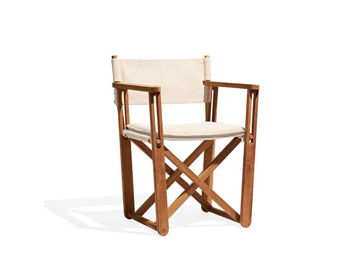 Skargaarden Kryss Lounge Sessel Sunbrella Heritage Papyrus beige, Teak