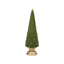 Chic Antique Velours Weihnachtsbaum auf Fuß, H35/Ø10 cm, moosgrün