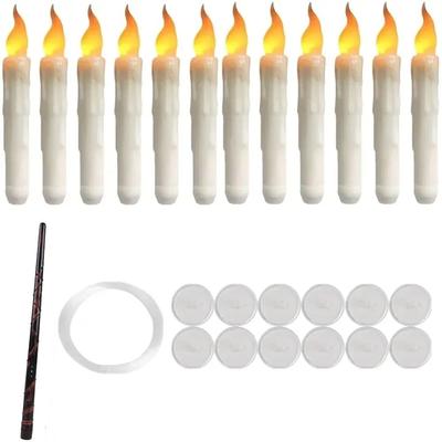 Inspired Living Magic Wand Floating LED Candles Set With Remote, Flameless Hanging Candles Flickering Warm Light 12 Or 48 Pieces 12pcs Candle Set
