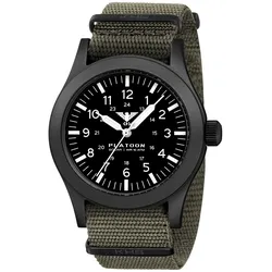 KHS PLABSS.NSGO Armbanduhr Platoon Stahl Solar Olivgrün/Schwarz
