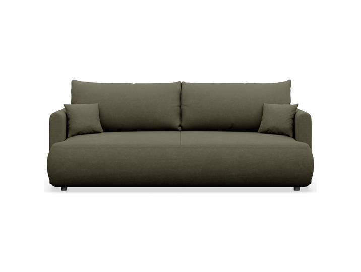 Dreisitziges ausklappbares Sofa Ovo Mini mit Stauraum, olivgrüner