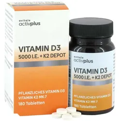 avitale activplus VITAMIN D3 5000 I.E. + K2 DEPOT  180 St Tabletten