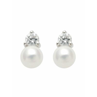 Paar Ohrhänger ADELIA´S "1 Paar 925 Silber Ohrringe / Ohrstecker mit Zirkonia Ø 5 mm", beige (natur), Ohrringe, Damen, Damen, Silber 925 (Sterlingsilber), 925 Sterling Silber mit Zirkonia Silberschmuck für Damen