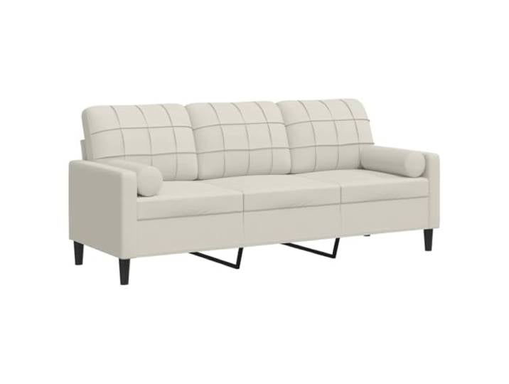 GHVBNMF 3-Sitzer Sofa mit 2 Kissen Creme 197cm Samt Couch Metall Stilvolle Dreisitzer Polstercouch aus cremigem Samtstoff mit robustem Metallgestell für Wohnzimmer und Gästezimmer.
