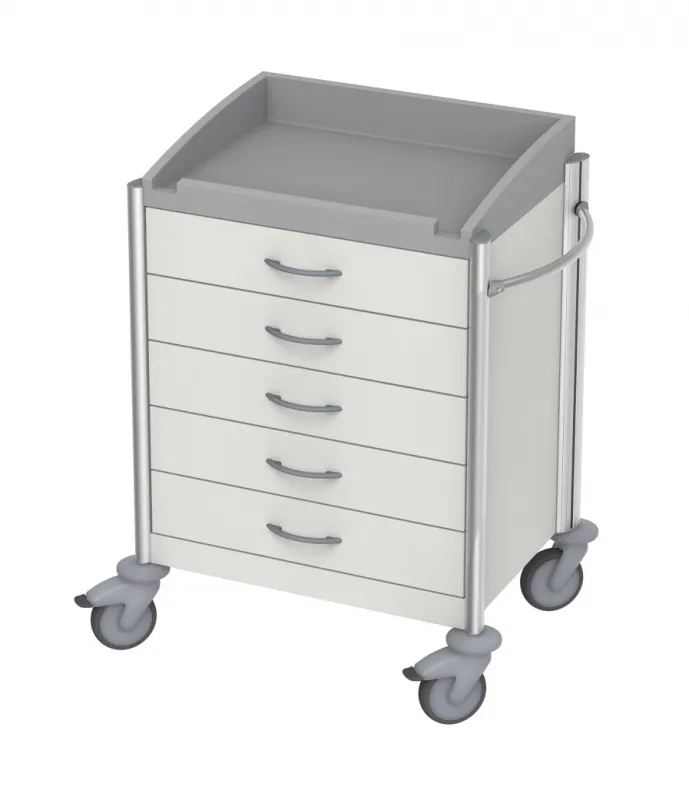 HAEBERLE GmbH + Co. KG Haeberle Keo Verband-und Behandlungswagen 1, fahrbar, 5 Schubladen, 800 x 580 x 990 mm 18321