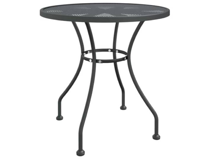 PHGTYUK Gartentisch Ø80x72 cm Streckmetall Anthrazit Runde Gitter-Tischplatte, Eisengestell, stabil, für Terrasse und Balkon, wasserdichte Hülle empfohlen
