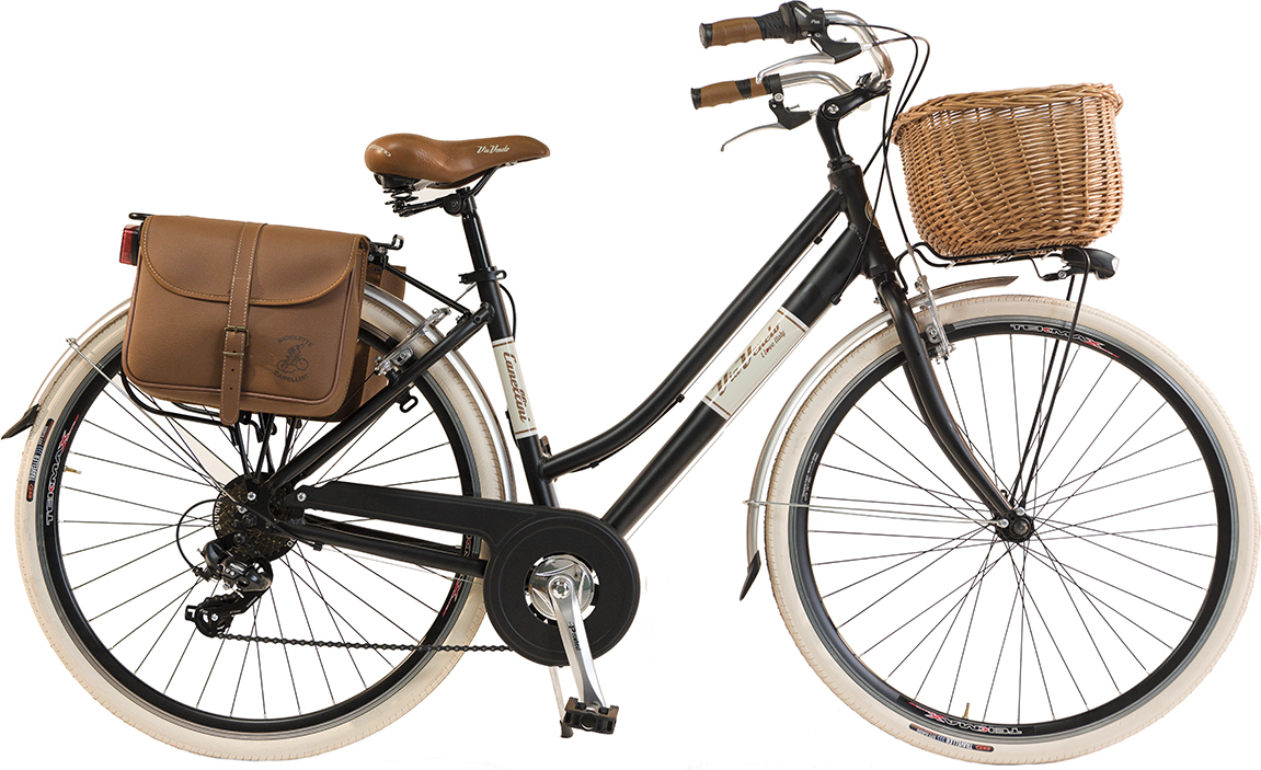 Via Veneto by Canellini Fahrrad Citybike Frau Aluminium mit Korb und Tasche - Schwarz 50