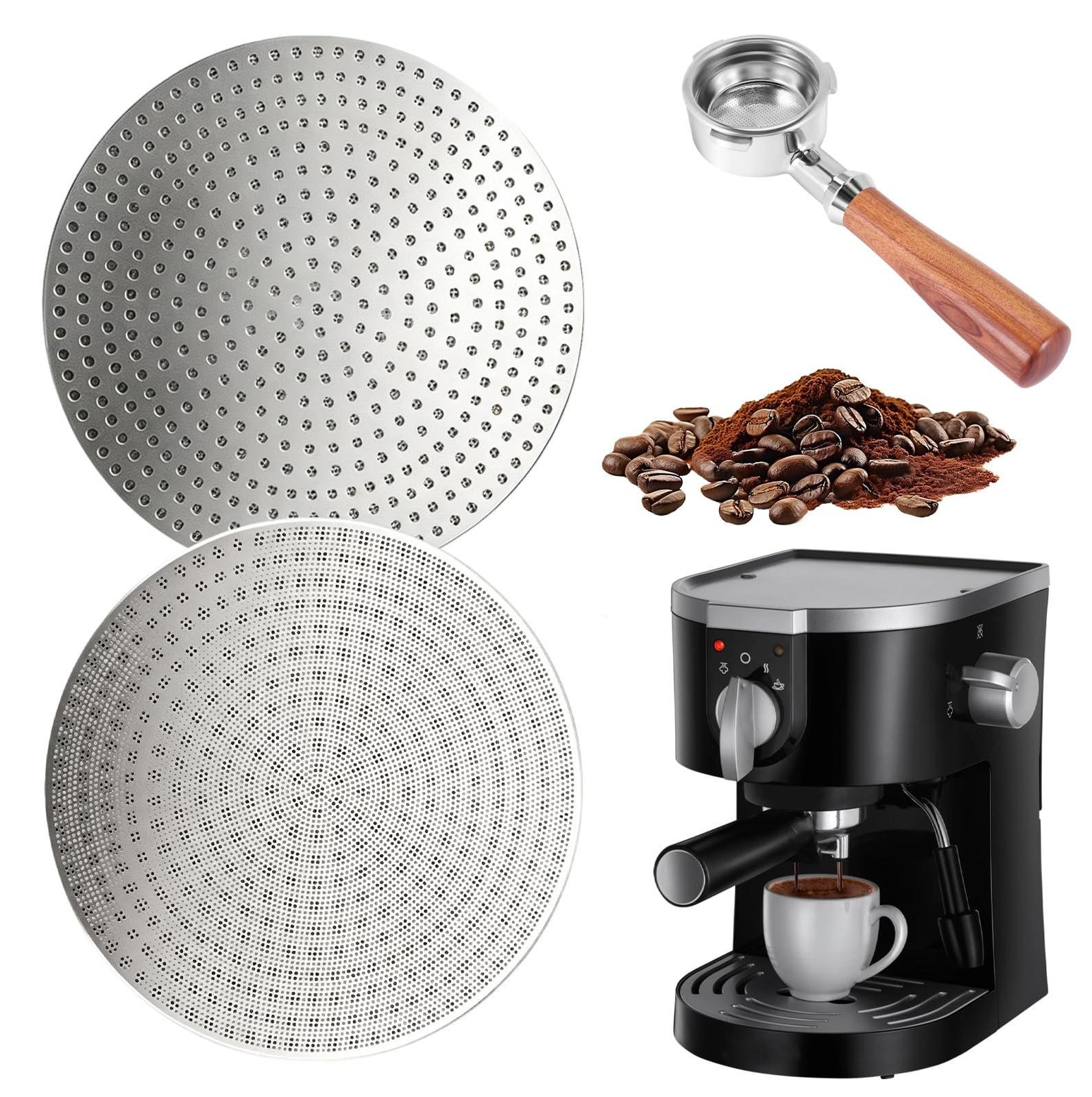 Dripio 2-delige set espressofilters 51 mm, roestvrij staal, 0,8 mm, geschikt voor espressomachines met filterhouder