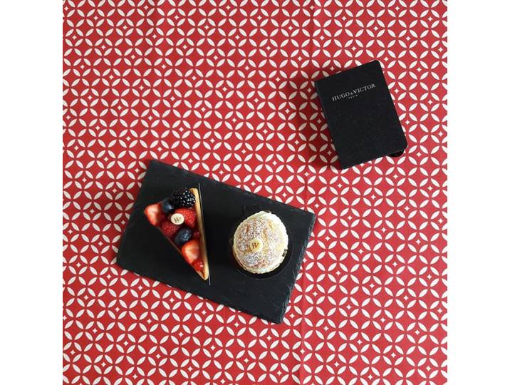 Nappe enduite rouge ronde diam 160 cm