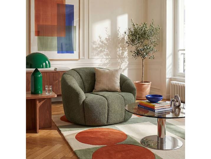 Fauteuil loveuse pivotant en tissu texturé - vert sapin