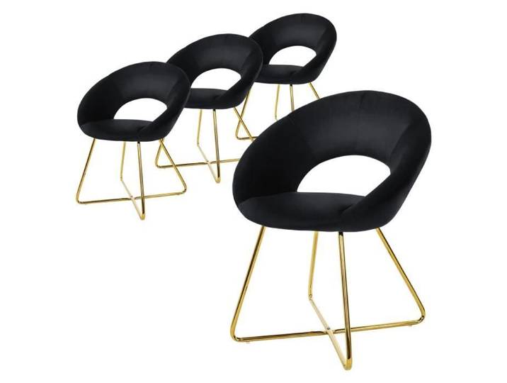 ML-Design 4x Chaises de Salle à Manger en Velours Noir avec Dossier en Demi-Coque Rond Fauteuil Ergonomique Chaise Rembourrée