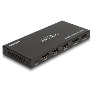 DeLock HDMI-Splitter 18652, 1 In 4 Out, HDMI 2.0, HDCP 2.2, HDR, aus Metall, 60 Hz, 4K UHD