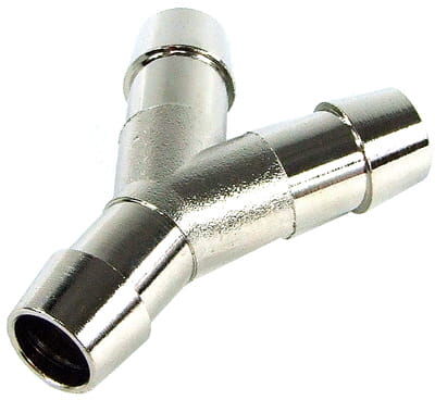 Aquatuning 13mm (1/2") Y Schlauchverbinder - Messing vernickelt