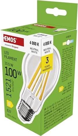 EMOS Filament A60 / E27 / 10,5 W (100 W) / 1521 lm / neutralweiß