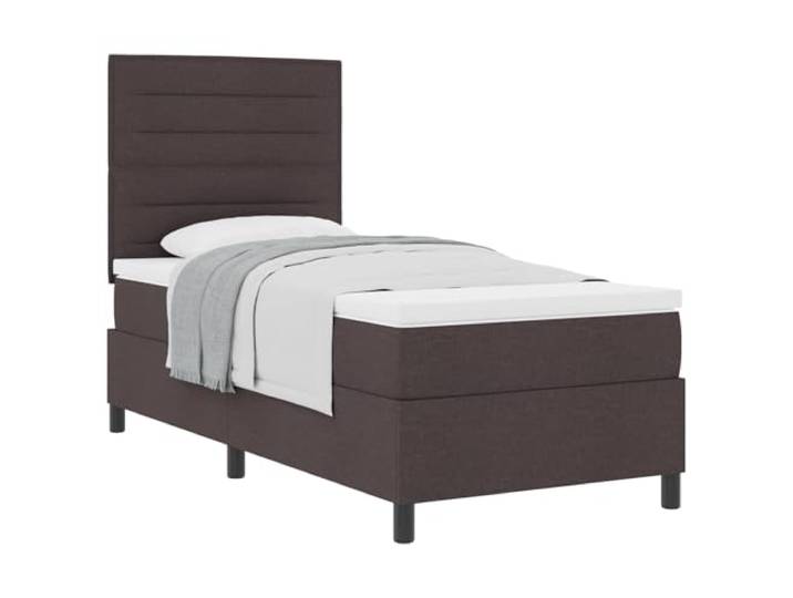 KKgypkn Boxspringbett Stoff 90x200 cm Dunkelbraun mit Matratze und verstellbarem Kopfteil