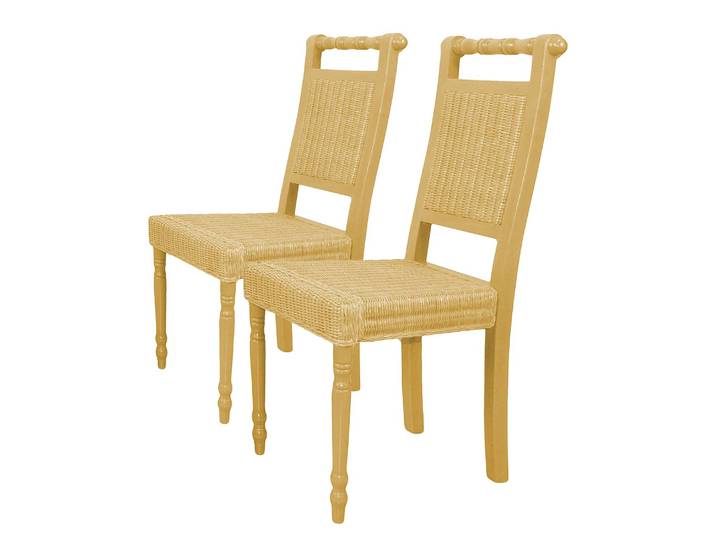 Rattanstuhl Blaimont 2er-Set 46 x 96 x 54cm Beige