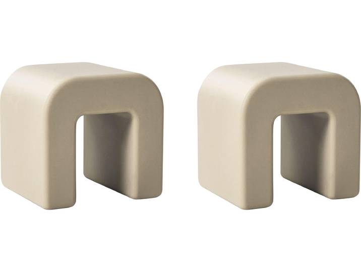 BELIANI Beistelltisch 2er Set Olivgrün-Beige Kunststoff Organische U-Form Modernes Design In- & Outdoor Wasserbeständig Rostbeständig Sofatisch Sitzhocker