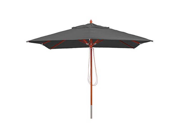 Mendler Gastronomie Holz-Sonnenschirm HWC-C57 eckig 3x3m - anthrazit
