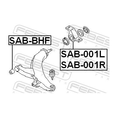 FEBEST Lagerung, Lenker SAB-001L Vorderachse unten für Subaru