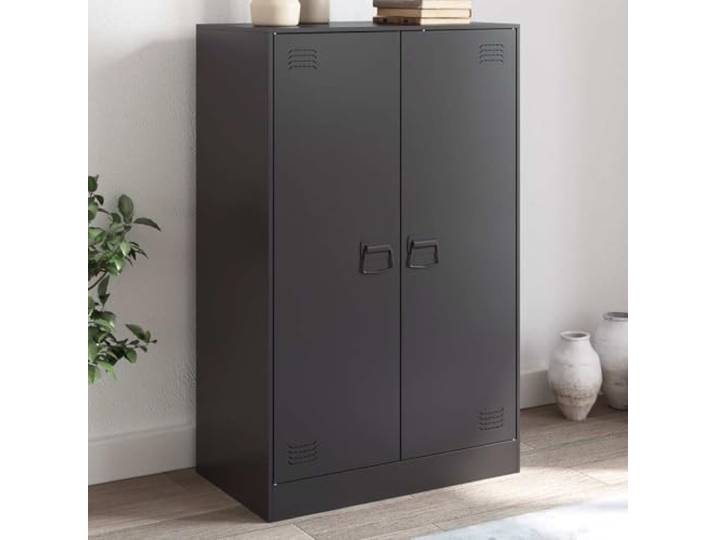 HEFZGDB Sideboard Schwarz mit Stahlrahmen, Modernes Sideboard mit Griffen und praktischem Stauraum, Robustes für Wohnzimmer in zeitlosem Design
